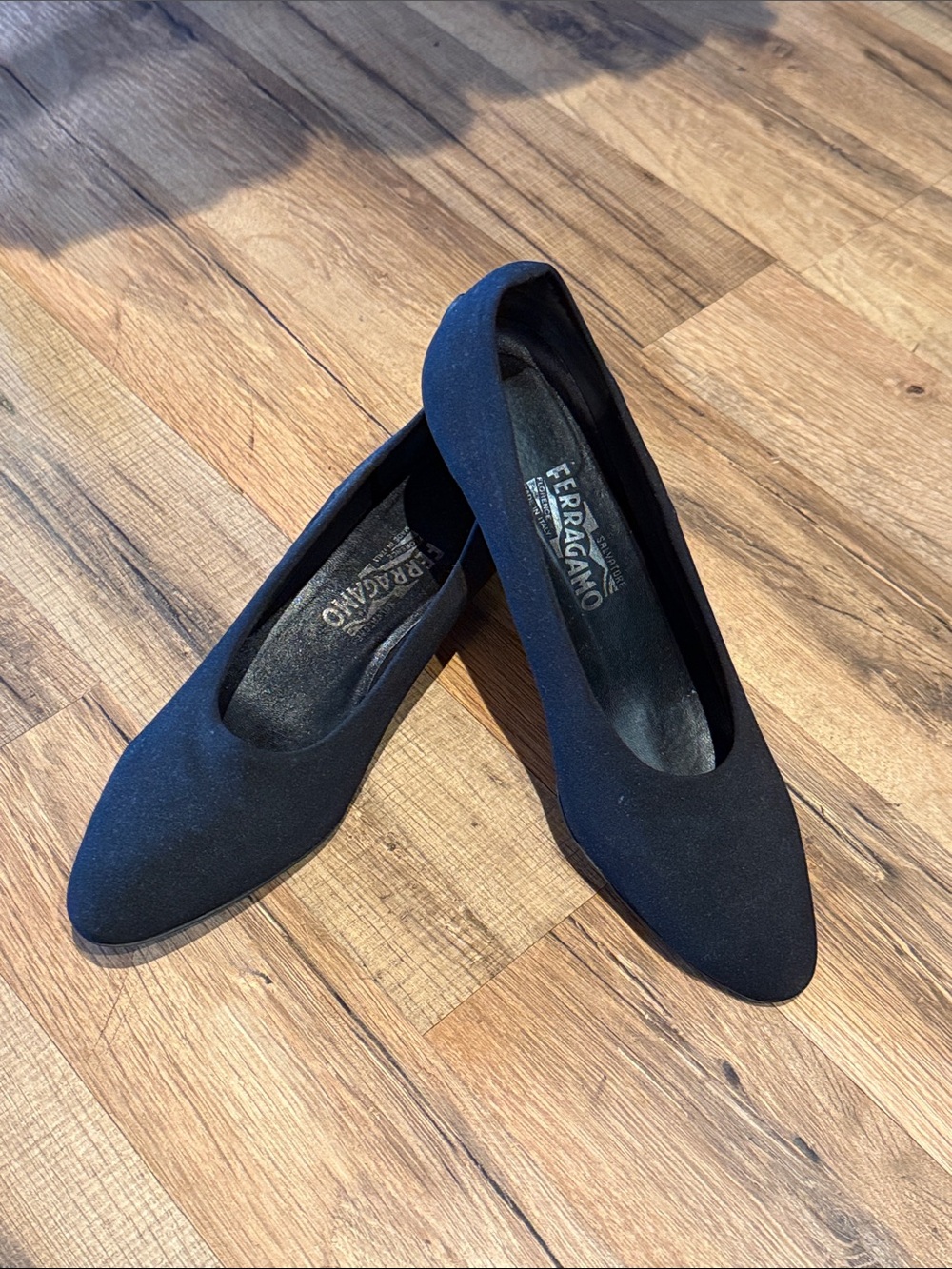 Salvatore Ferragamo Black Pointed Toe Slip-On Flats